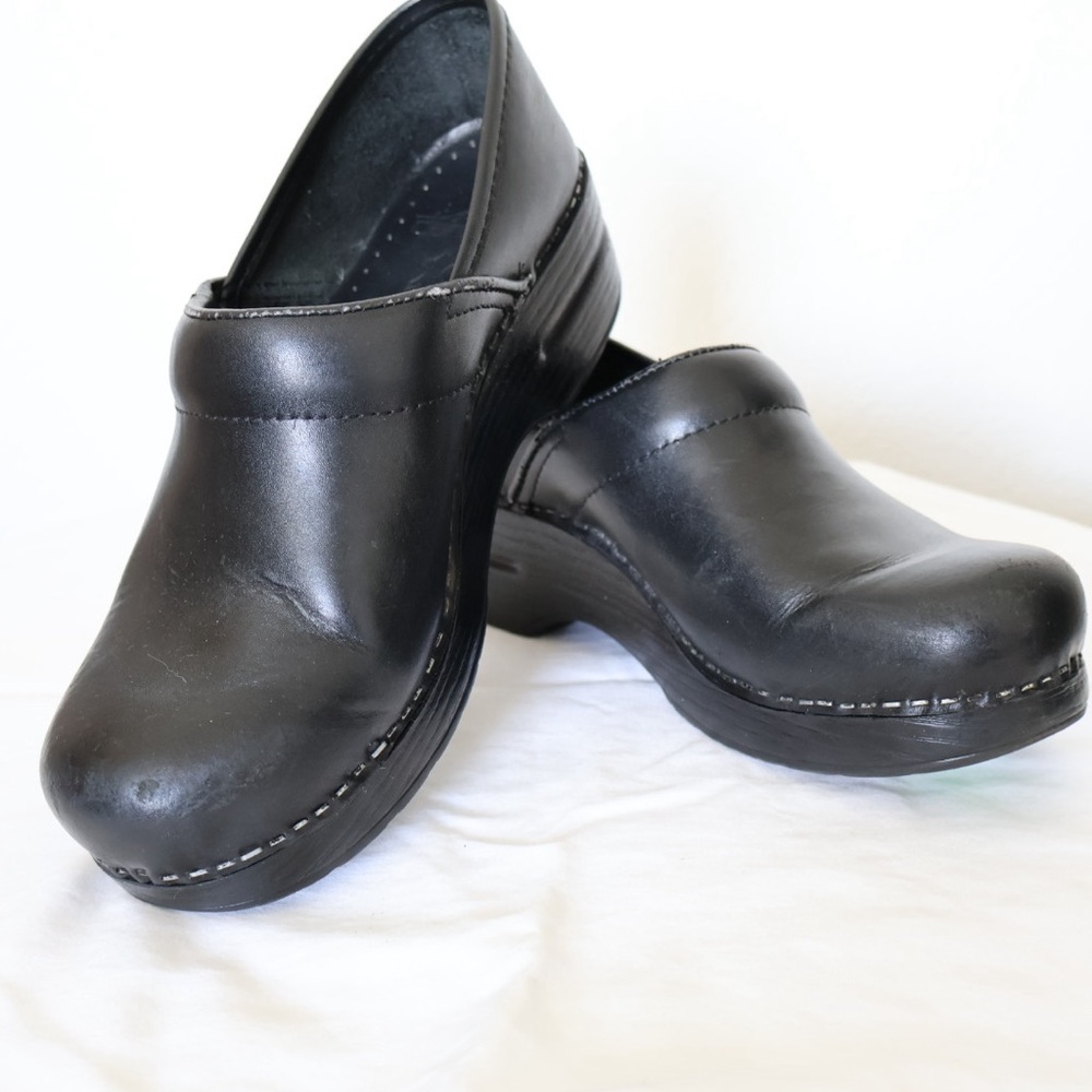 Dansko Black Leather Clogs